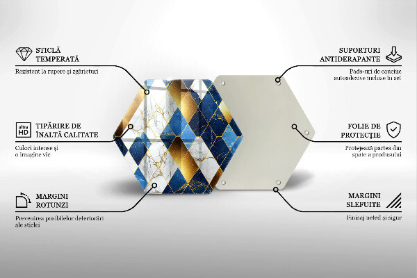 Protège plaque de cuisson Losanges de marbre doré