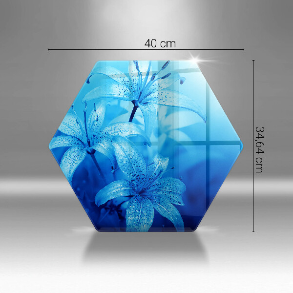 Protège plaque de cuisson Fleurs bleues