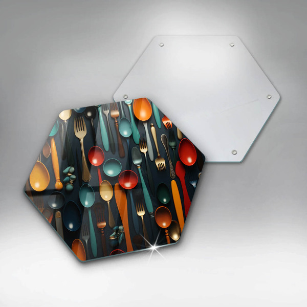 Protège plaque de cuisson Cuillères et fourchettes colorées