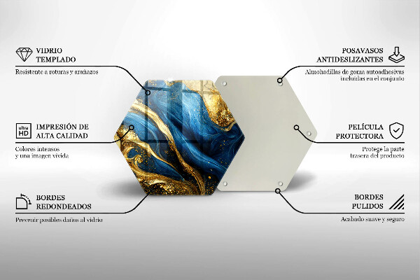 Protège plaque de cuisson Marbre bleu et or