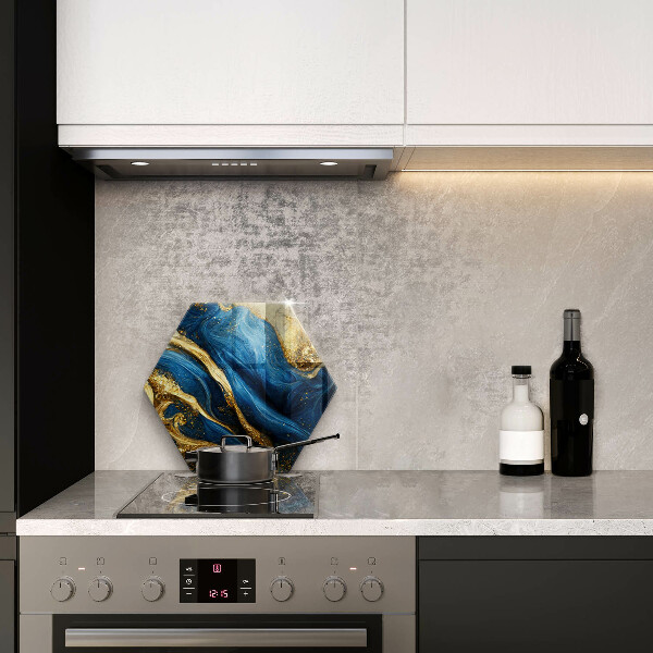 Protège plaque de cuisson Marbre bleu et or