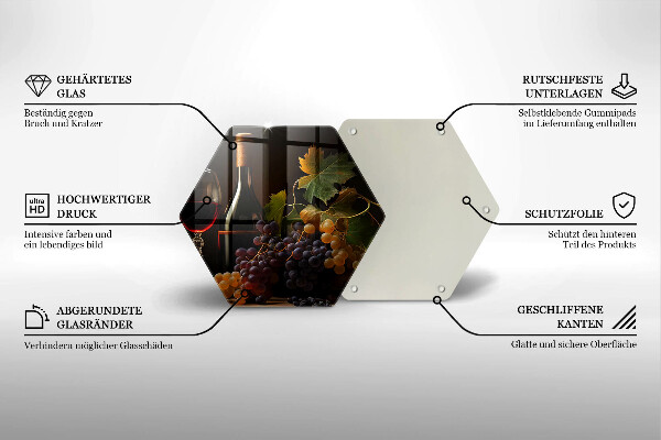 Protège plaque de cuisson Verre de vin et de raisins