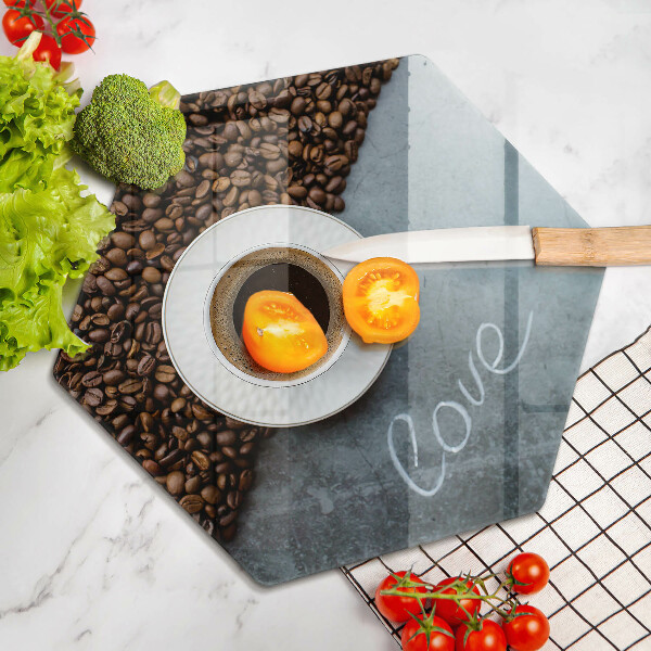 Protège plaque de cuisson Grains de café et tasse