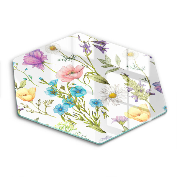 Cache plaque de cuisson Illustration de fleurs