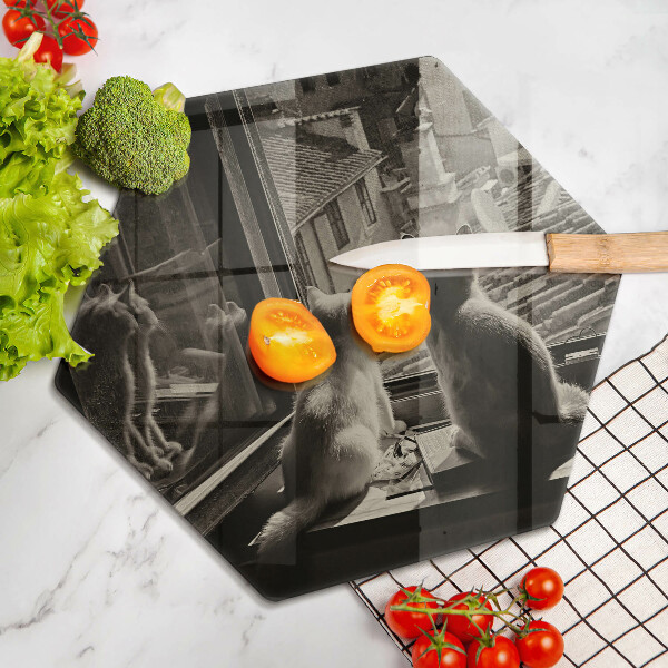 Cache plaque de cuisson Ville et fenêtre des chats