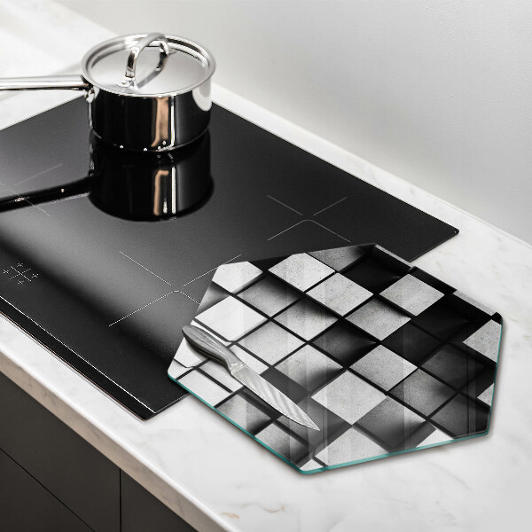 Cache plaque de cuisson Carrés 3D abstraits