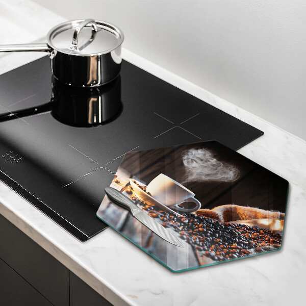 Cache plaque de cuisson Tasse à café et coeur