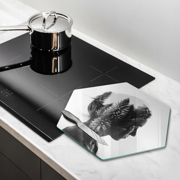 Cache plaque de cuisson Femme et forêt