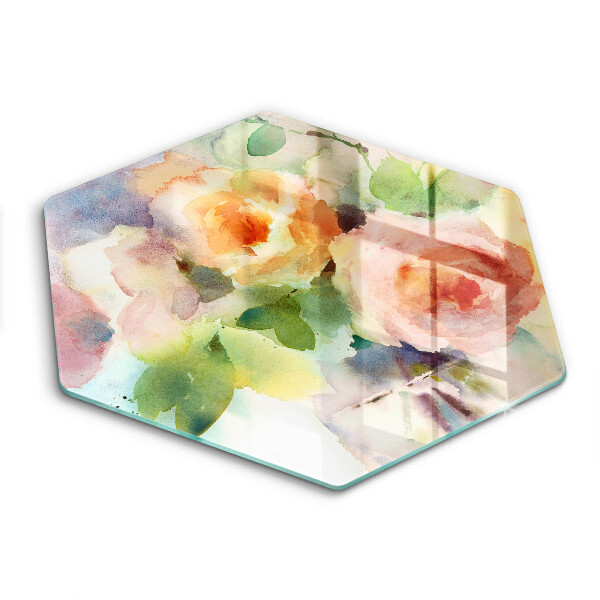 Cache plaque de cuisson Fleurs peintes