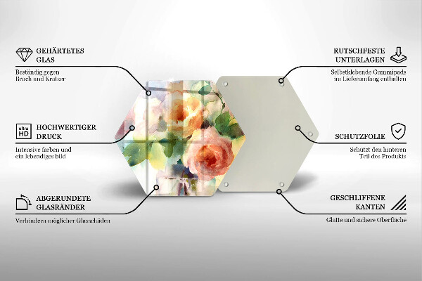 Cache plaque de cuisson Fleurs peintes