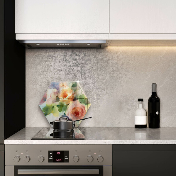 Cache plaque de cuisson Fleurs peintes