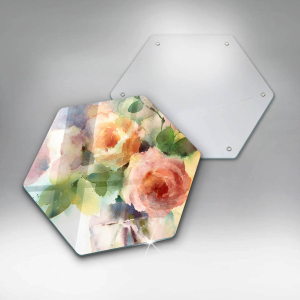 Cache plaque de cuisson Fleurs peintes