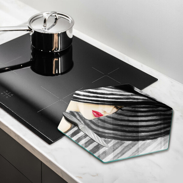 Cache plaque de cuisson Femme au chapeau