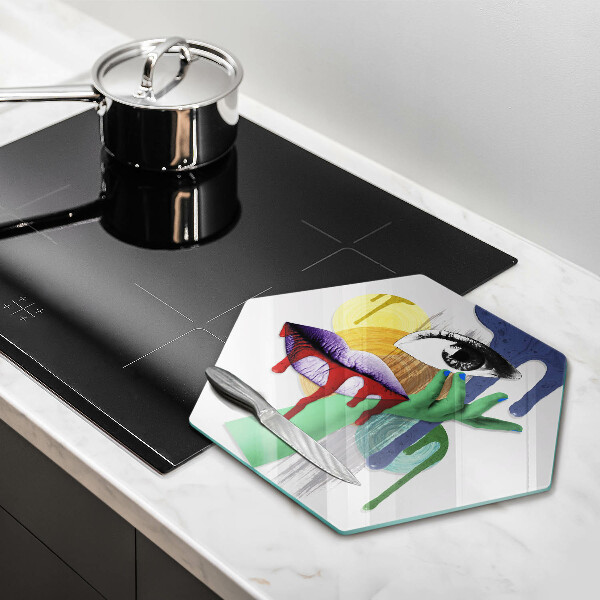 Cache plaque de cuisson Collage abstrait artistique