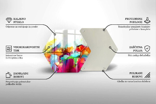 Cache plaque de cuisson Fleurs peintes