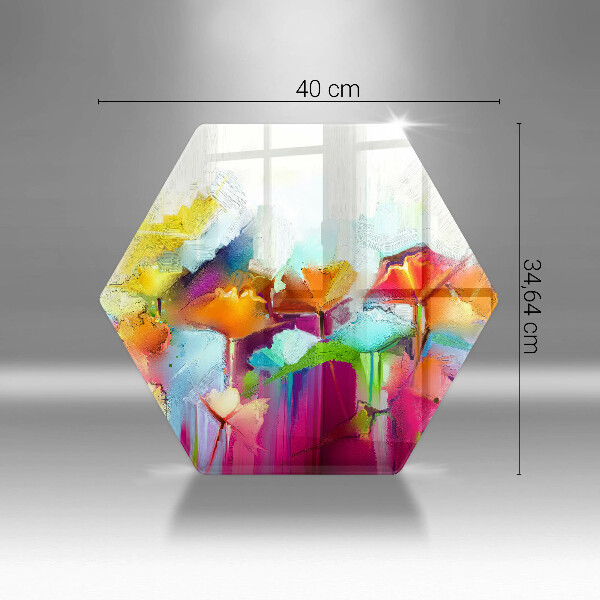 Cache plaque de cuisson Fleurs peintes