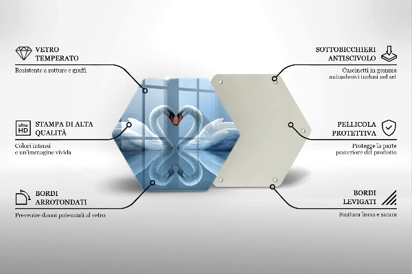 Cache plaque de cuisson Deux coeurs de cygne