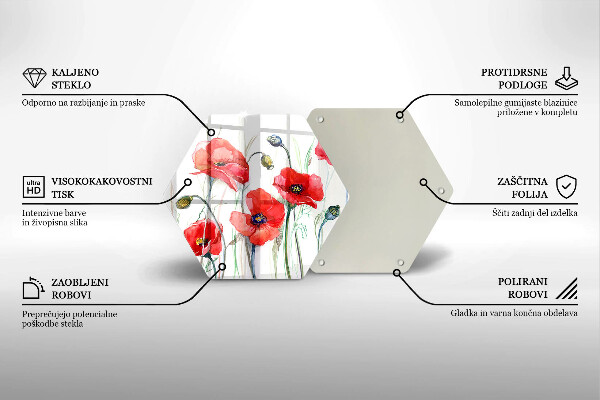Cache plaque de cuisson Fleurs de coquelicots rouges
