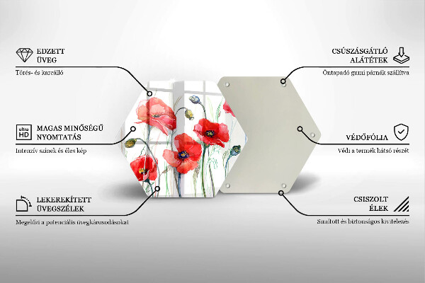 Cache plaque de cuisson Fleurs de coquelicots rouges