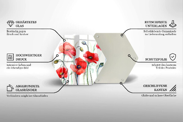 Cache plaque de cuisson Fleurs de coquelicots rouges