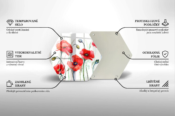 Cache plaque de cuisson Fleurs de coquelicots rouges