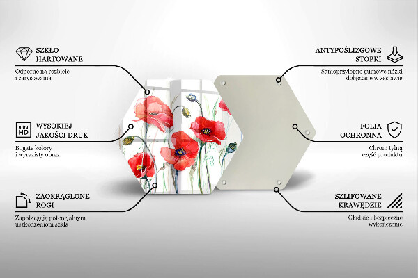 Cache plaque de cuisson Fleurs de coquelicots rouges