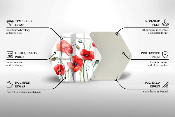Cache plaque de cuisson Fleurs de coquelicots rouges
