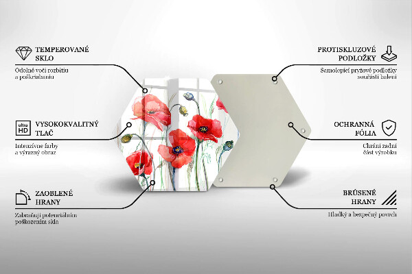 Cache plaque de cuisson Fleurs de coquelicots rouges