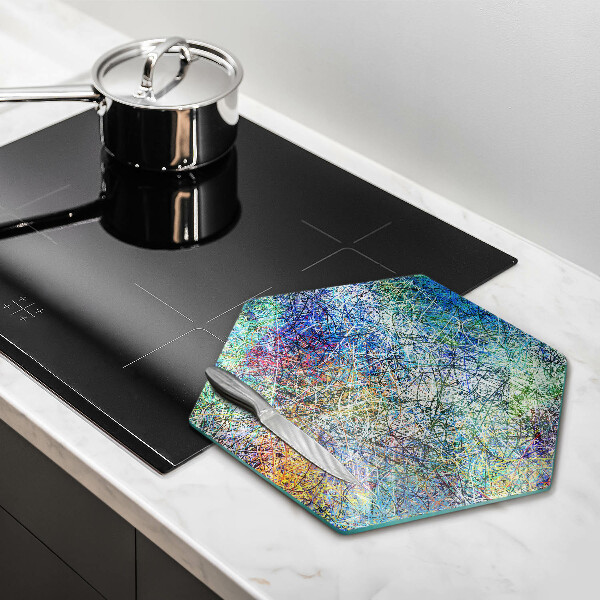 Cache plaque de cuisson Abstraction de lignes colorées