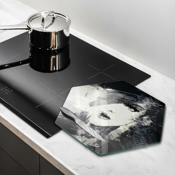 Cache plaque de cuisson Peinture d'une femme