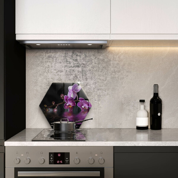 Cache plaque de cuisson Eau zen d'orchidée