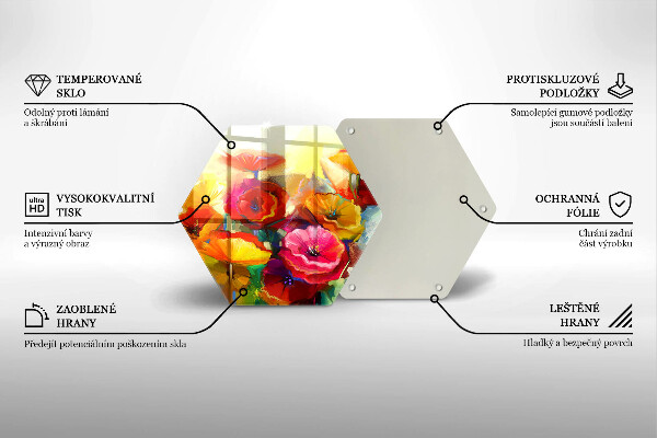 Protection plaque induction Fleurs colorées peintes