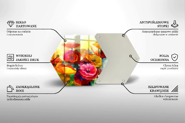 Protection plaque induction Fleurs colorées peintes