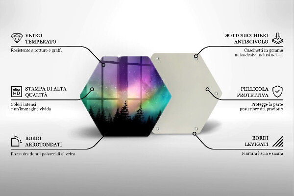 Protection plaque induction Aurores boréales et forêt