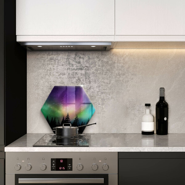 Protection plaque induction Aurores boréales et forêt