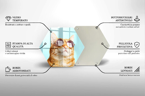 Protection plaque induction Chat rouge avec des lunettes