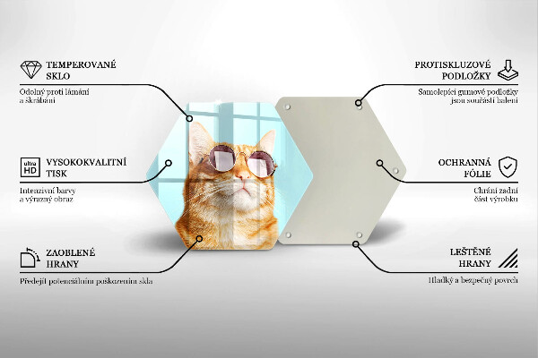 Protection plaque induction Chat rouge avec des lunettes