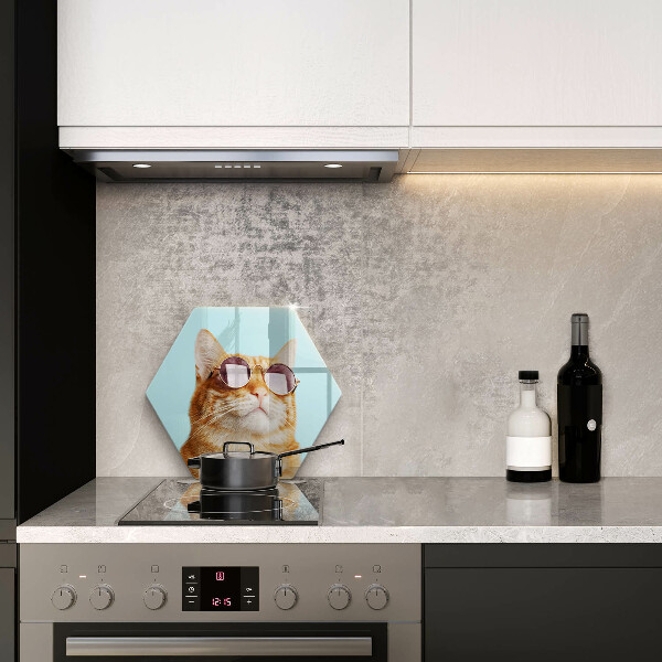 Protection plaque induction Chat rouge avec des lunettes