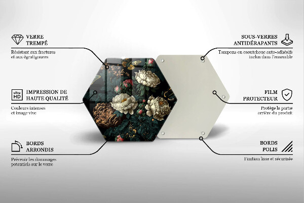 Protection plaque induction Fleurs de pivoine vintage