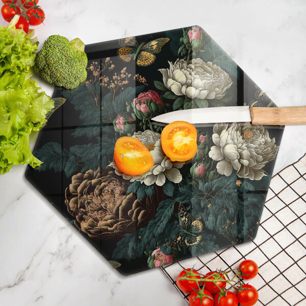 Protection plaque induction Fleurs de pivoine vintage