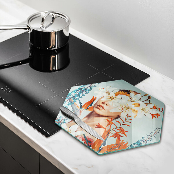 Protection plaque induction Femme en fleurs