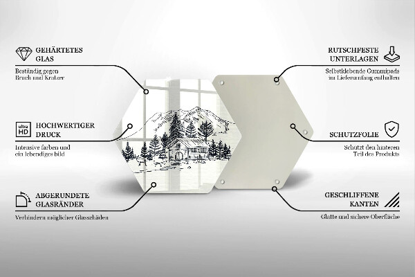 Cache plaque de cuisson Dessin d'un chalet à la montagne