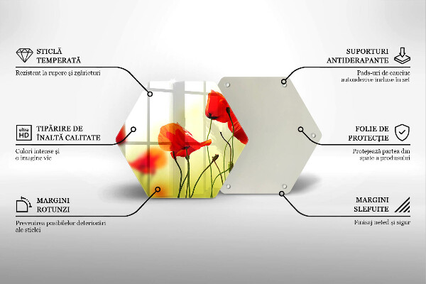 Cache plaque de cuisson Fleurs de coquelicots rouges