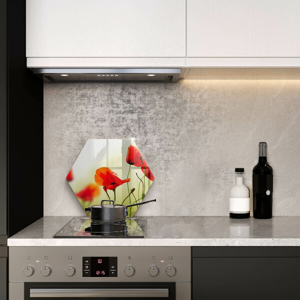 Cache plaque de cuisson Fleurs de coquelicots rouges