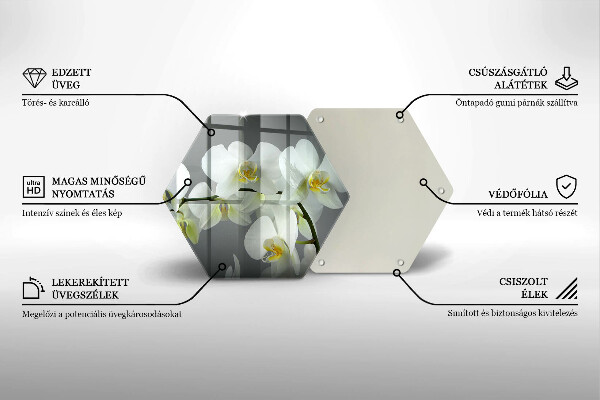 Cache plaque de cuisson Fleurs d'orchidées blanches