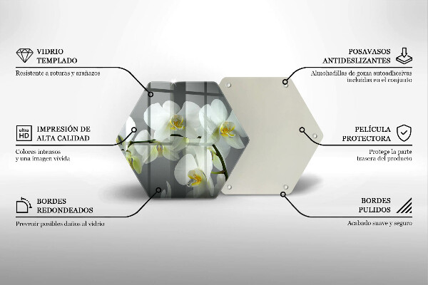 Cache plaque de cuisson Fleurs d'orchidées blanches