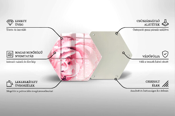 Protection plaque induction Gouttes de rosée et fleur rose