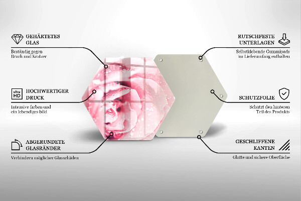 Protection plaque induction Gouttes de rosée et fleur rose