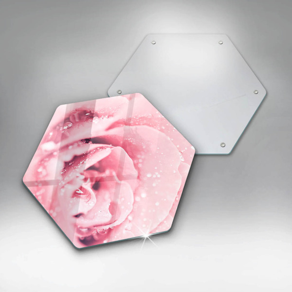 Protection plaque induction Gouttes de rosée et fleur rose