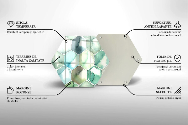 Protection plaque induction Hexagones aquarelle